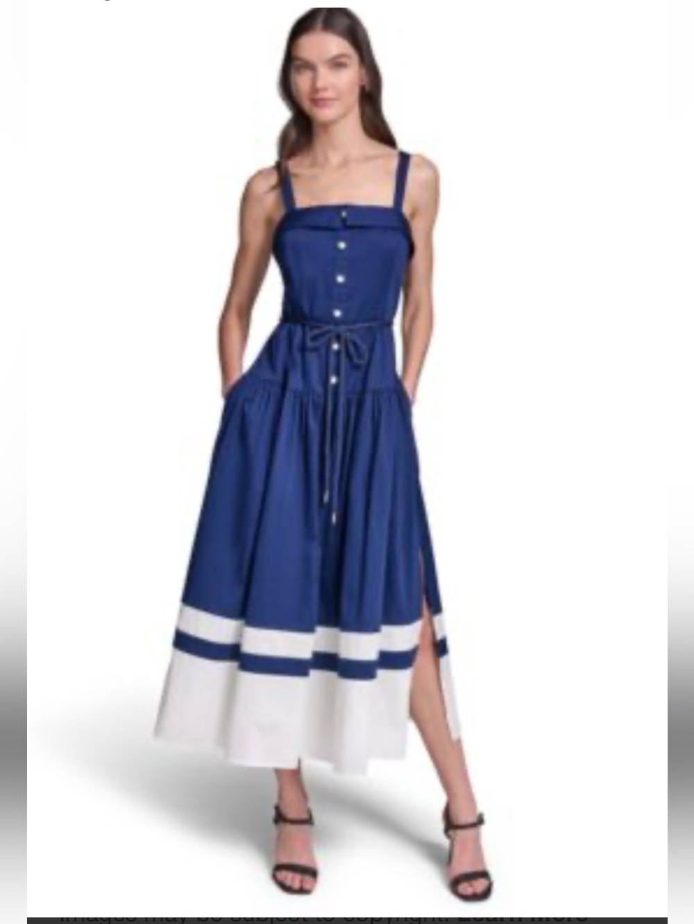 New Karl Lagerfeld Navy and White Midi Dress with Button Front size 10 - Picture 4 of 14